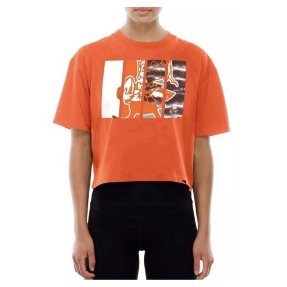 New Era Cleveland Browns Women's Orange Panel Boxy T-Shirt NWT